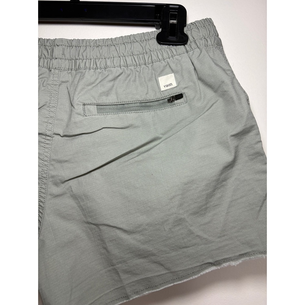 Vuori Ripstop Shorts Small Sage Green Raw Hem Elastic Waist Drawstring VW385 - Picture 2 of 6